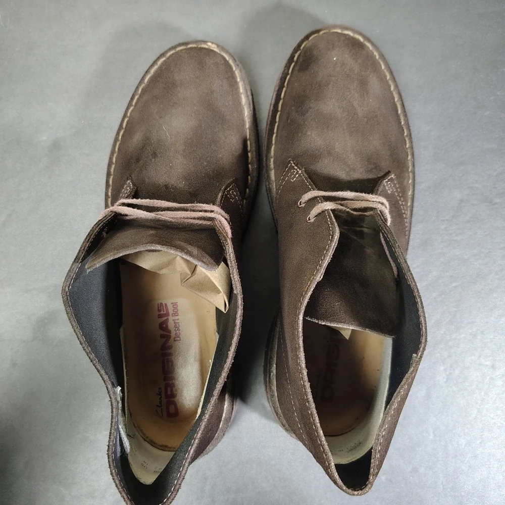 Clarks Desert Boot Mens 10 Brown Suede Chukka Crepe Sole 31692 Classic Casual